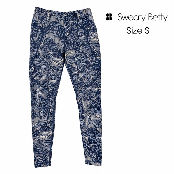 Sweaty Betty Pants - Sweaty Betty Power Leggings Women S Navy Cream Pink Abstract 27" Pockets